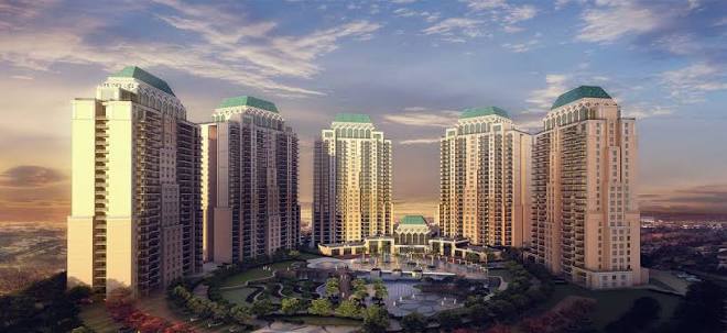 Aerial layout of 5 residential towers and central plaza at ATS Tourmaline