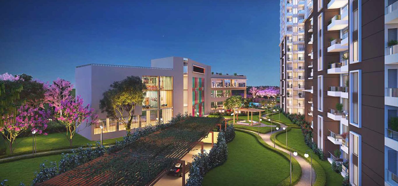 Hero Homes Sector 104 modern clubhouse, illuminated walking trails and landscaped gardens